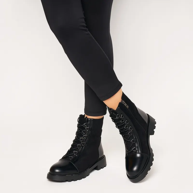 Ghete dama din Piele Ecologica + Piele Ecologica Intoarsa CRL0603 Negru