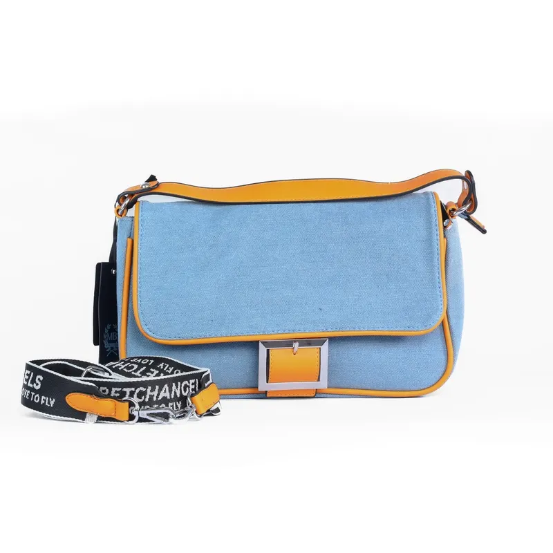 GEANTA DENIM CU CATARAMA DECORATIVA CRL 8836 MUSTAR