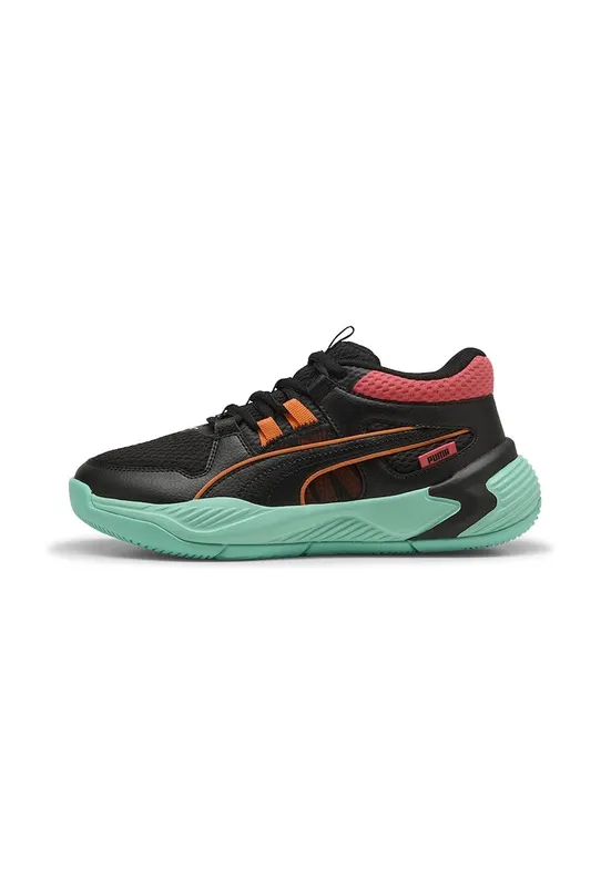 Pantofi sport din piele ecologica cu insertii din plasa - pentru baseball Uproar JR - Rosu/Negru/Verde menta