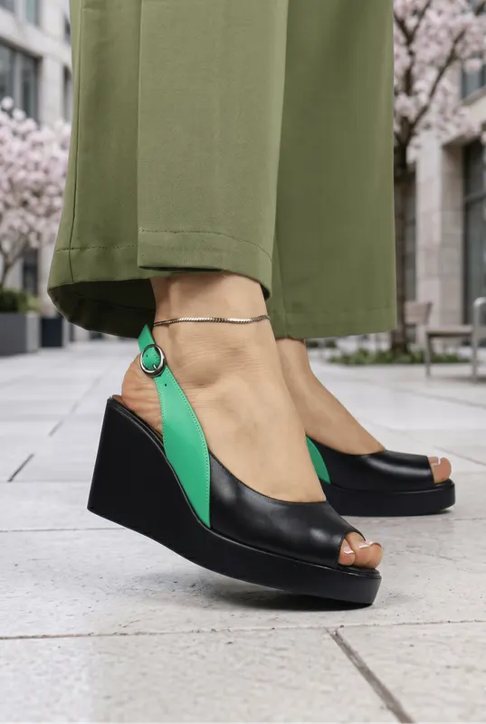 Sandale din Piele Verde cu Talpa Ortopedica - ZIFRY GREEN