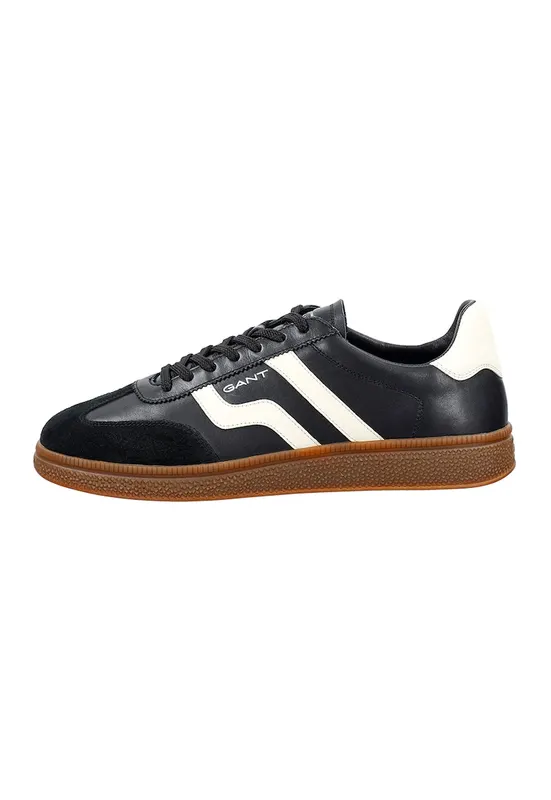 Pantofi sport low cut din piele Cuzmo - Alb/Negru/Negru stins
