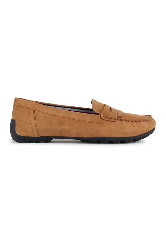 Mocasini de piele intoarsa cu varf rotund - Maro camel