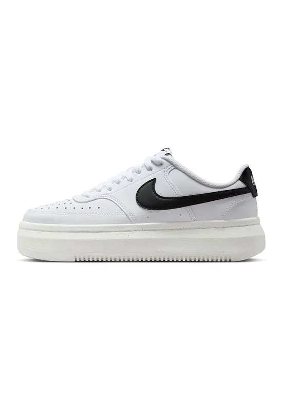 Pantofi sport Court Vision Alta din piele si piele ecologica - Alb/Negru/Alb optic