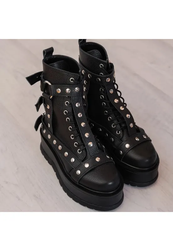 Ghete din piele cu nituri Blackout