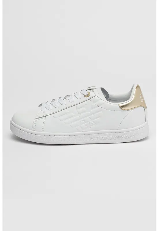 Pantofi sport de piele peliculizata - Auriu/Alb optic