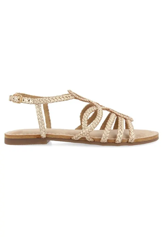 Sandale de piele cu model impletit Yakima - Auriu