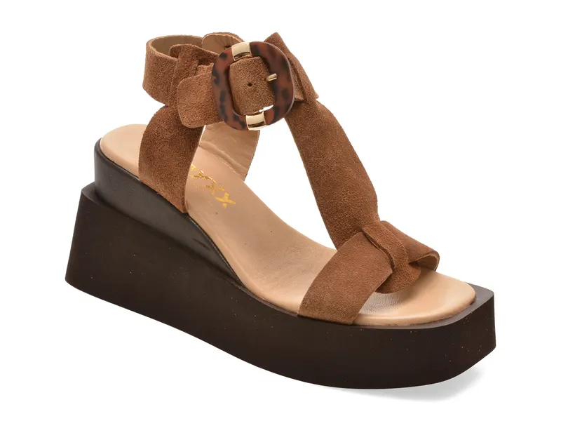 Sandale maro, 4842611, din piele intoarsa