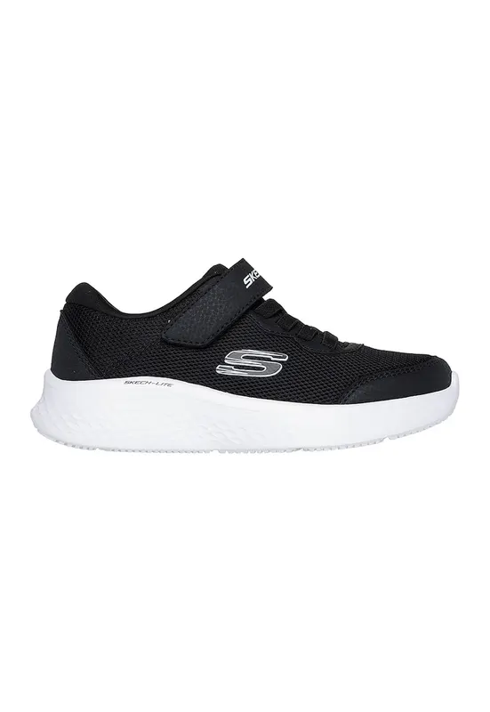 Pantofi sport Skech-Lite Pro cu insertii de piele ecologica si velcro - Negru/Alb optic