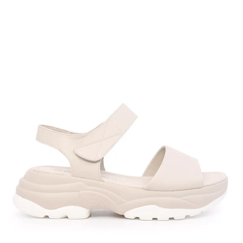 Sandale cu linii sportive femei bej din piele 1279DS6212BE