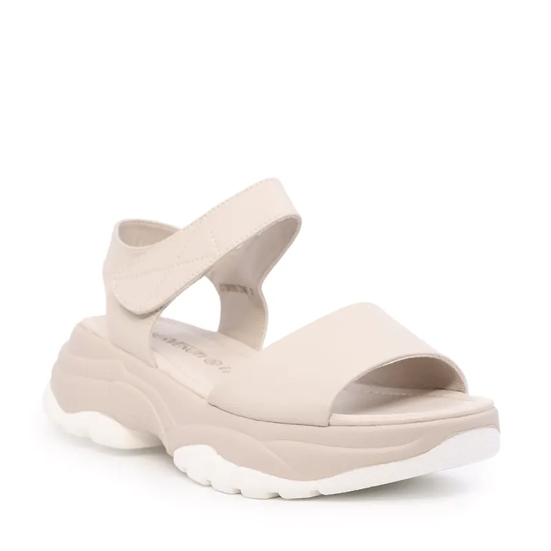 Sandale cu linii sportive femei bej din piele 1279DS6212BE — imaginea 2