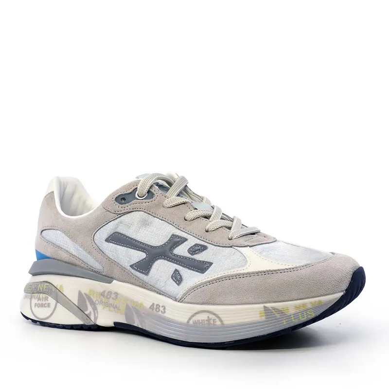Sneakers bărbați Premiata Moe Run gri din piele întoarsă și textil 1691BP8079GR — imaginea 2
