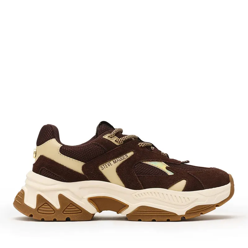 Sneakers femei Steve Madden maro din piele și textil 1461DPAMPLEVM