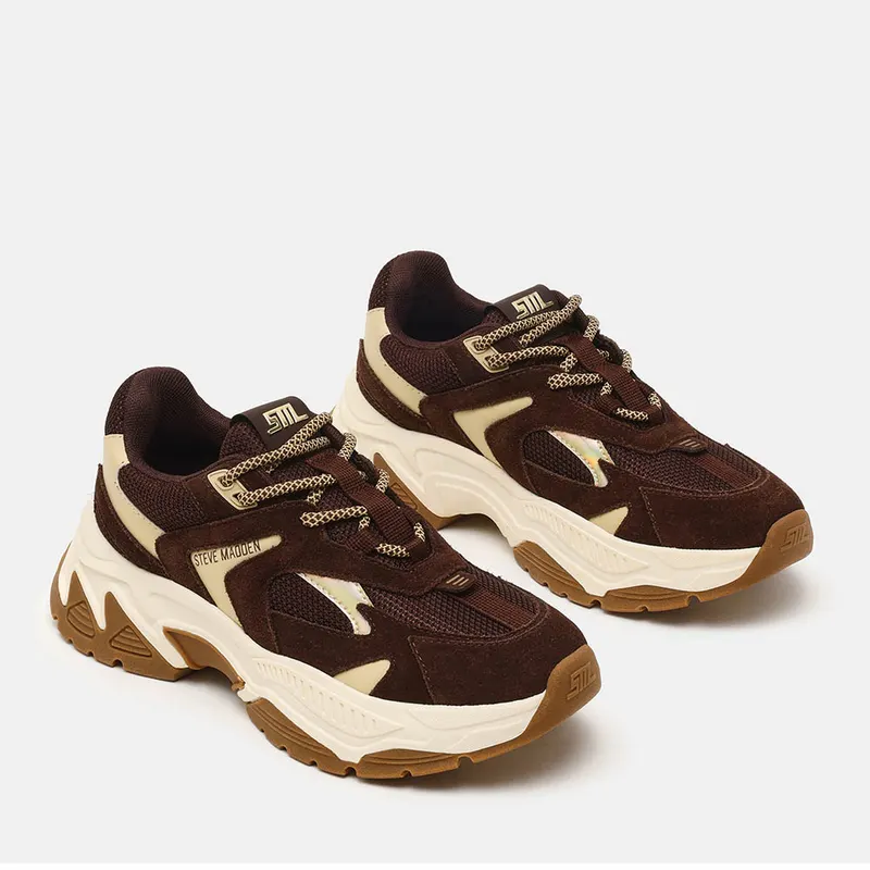 Sneakers femei Steve Madden maro din piele și textil 1461DPAMPLEVM — imaginea 2