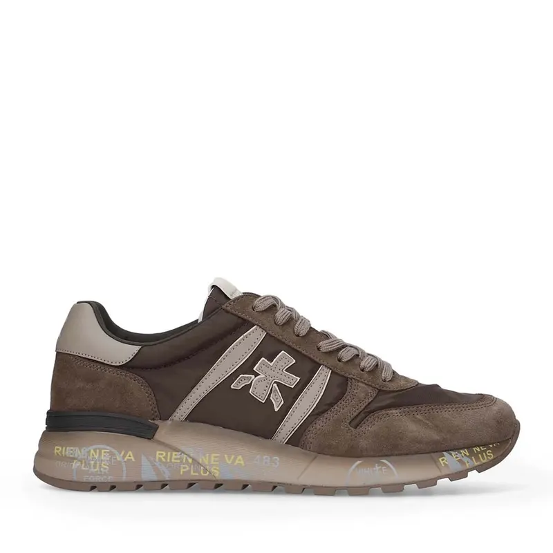 Sneakers bărbați Premiata Lander maro din piele și textil 1692BP8410M