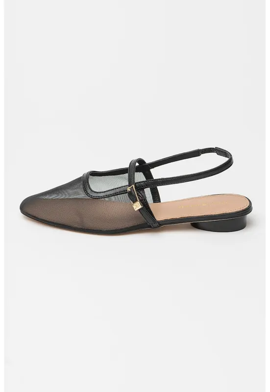 Balerini slingabck semitransparenti - Negru