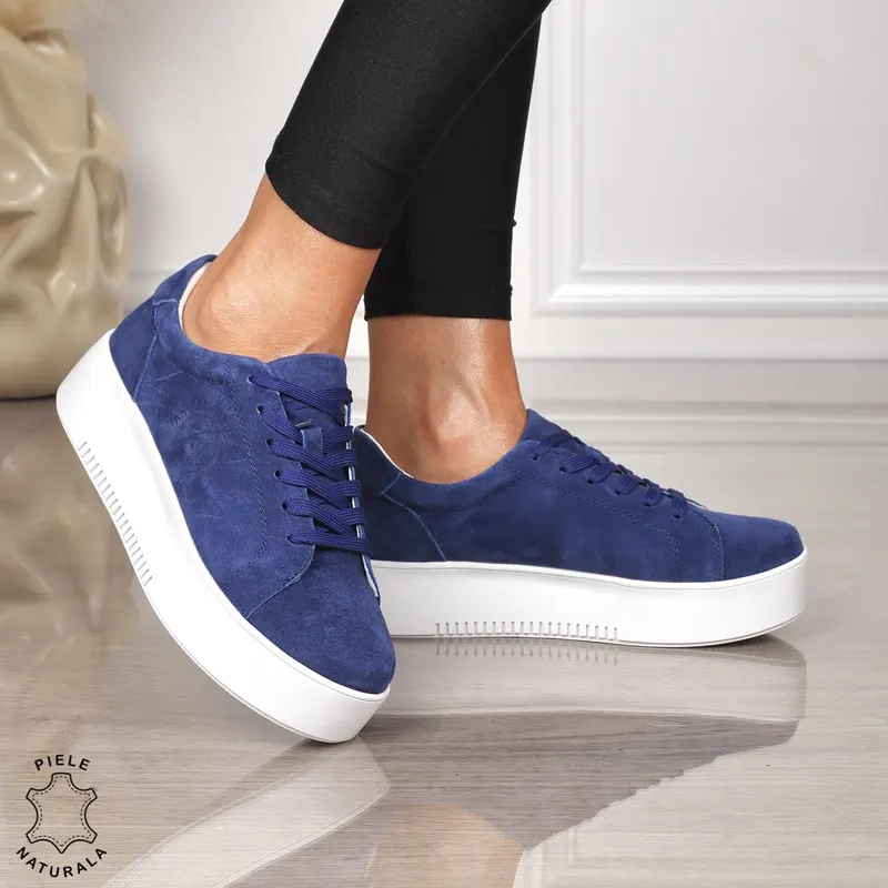 Pantofii casual din piele naturala INTOARSA CU SIRET CRL1455 BEJ