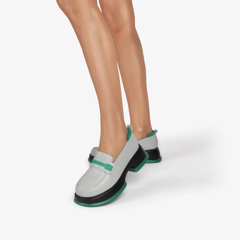 Mocasini dama din Piele Naturala CRL0841 GRI