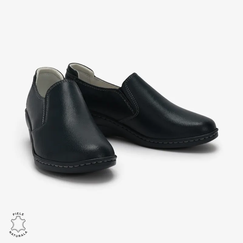 Mocasini Dama din Piele naturală CRL0118 NAVY