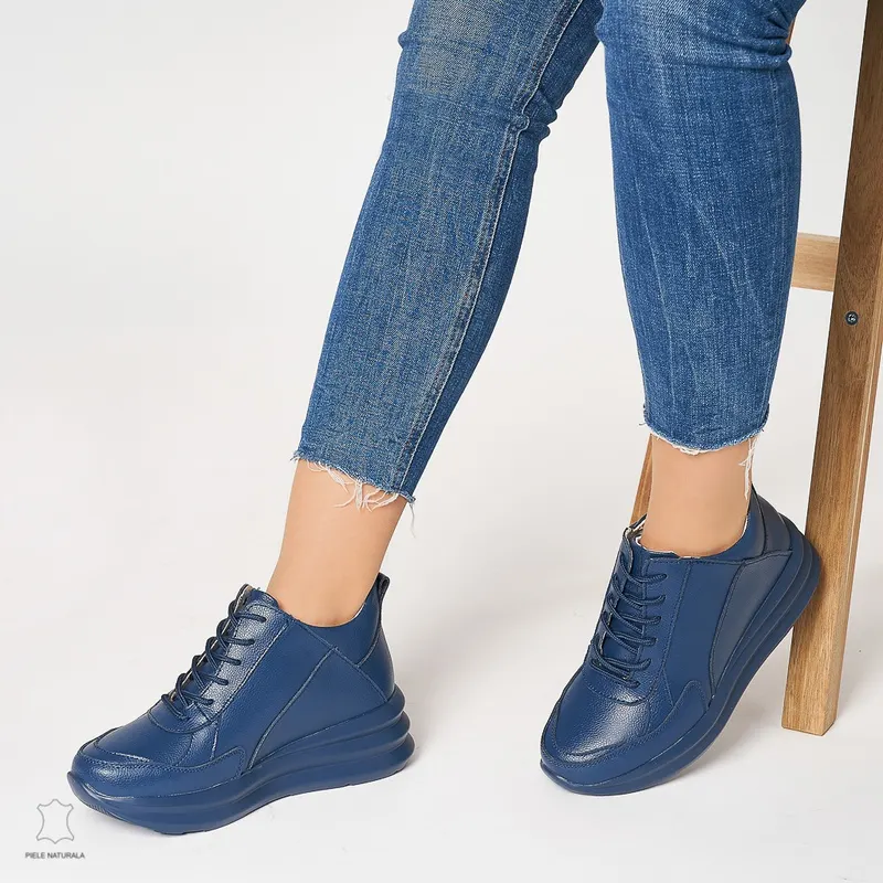 Ghete dama din Piele Naturala CRL0653 Bleumarin