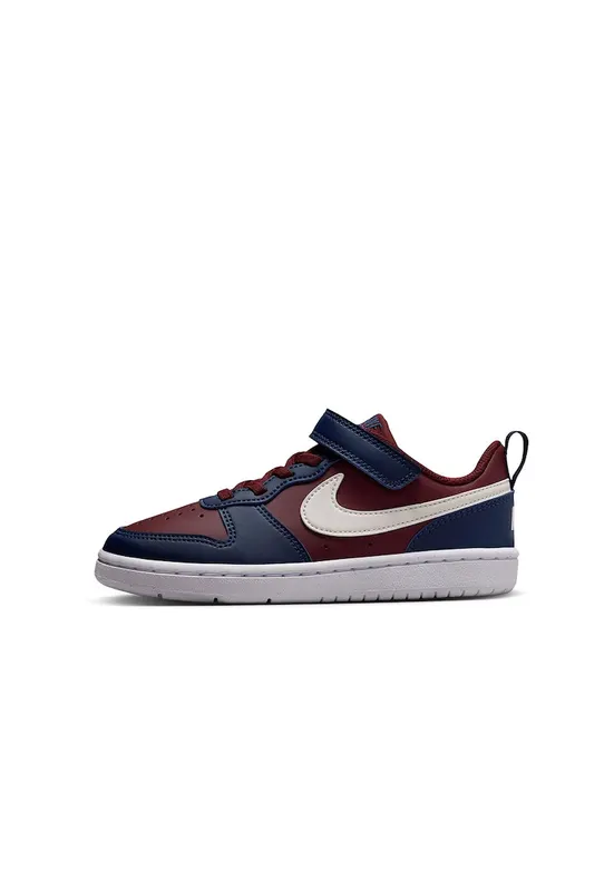 Pantofi sport Court Borough din piele ecologica cu inchidere velcro - Alb/Visiniu/Albastru inchis
