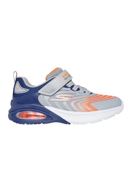 Pantofi sport de piele ecologica cu velcro Microspec Max - Gri deschis/Portocaliu