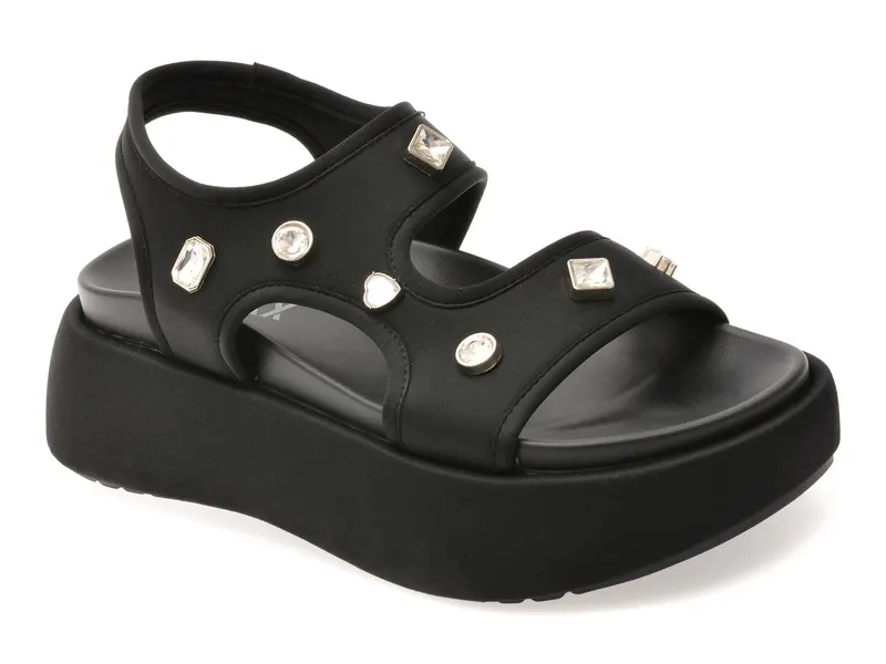 Sandale negre, A55, din material textil
