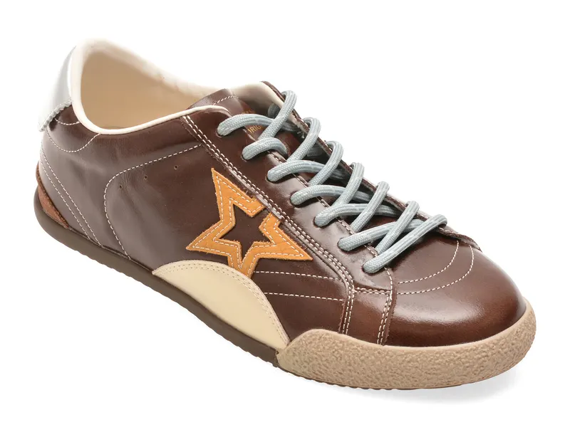 Pantofi sport maro, 8857, din piele naturala