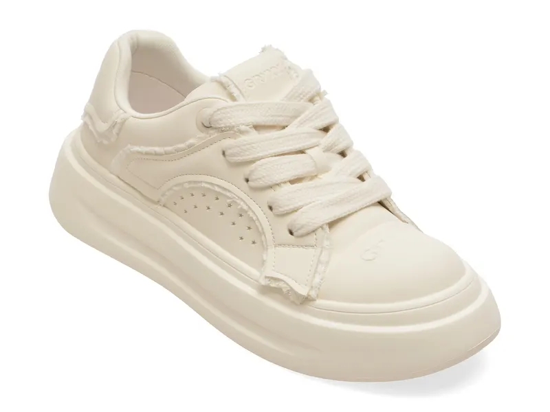 Pantofi sport albi, 5230, din piele naturala
