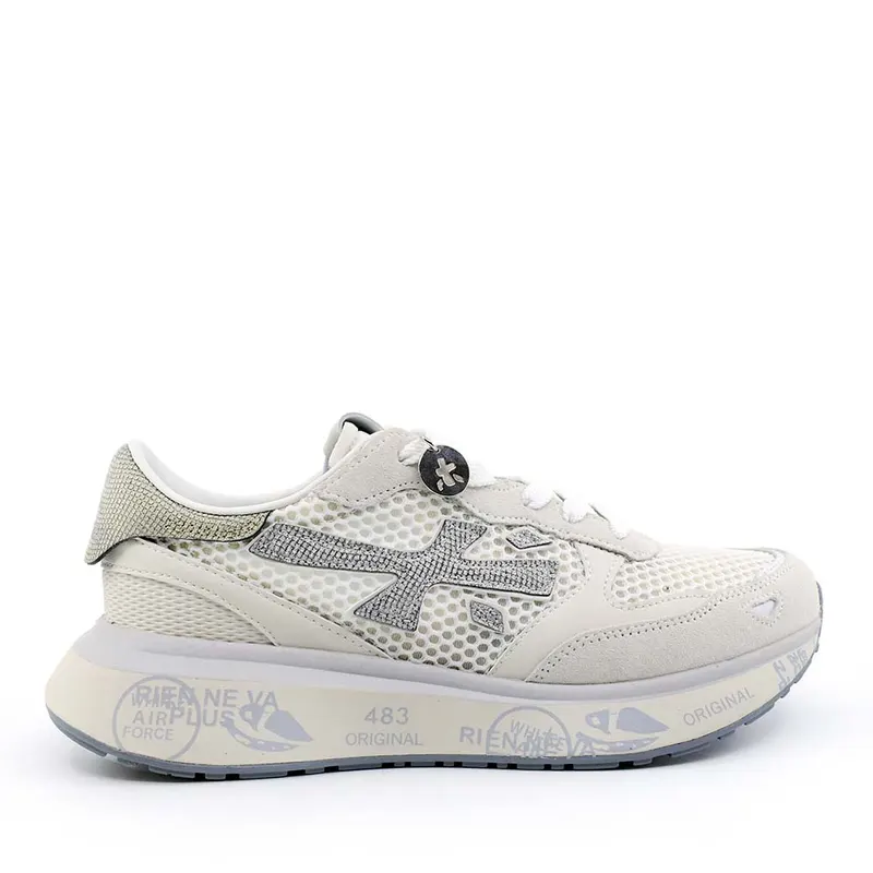 Sneakers femei Premiata Lauryn albidin piele și textil 1691DPF8186A