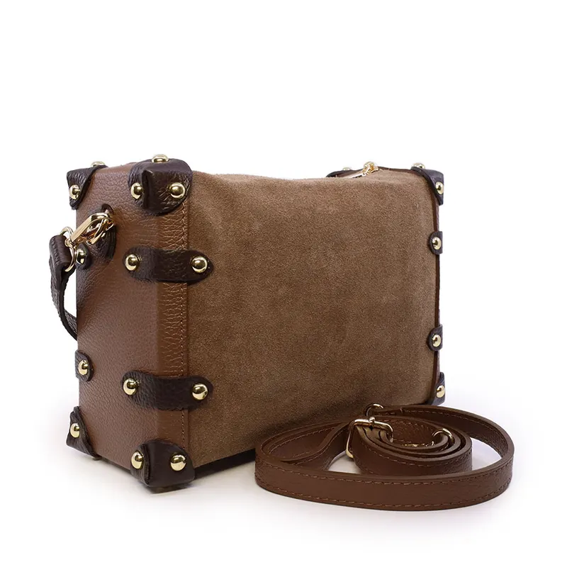 Poșetă satchel femei Enzo Bertini taupe din piele întoarsă 154POSP3656VTA — imaginea 2
