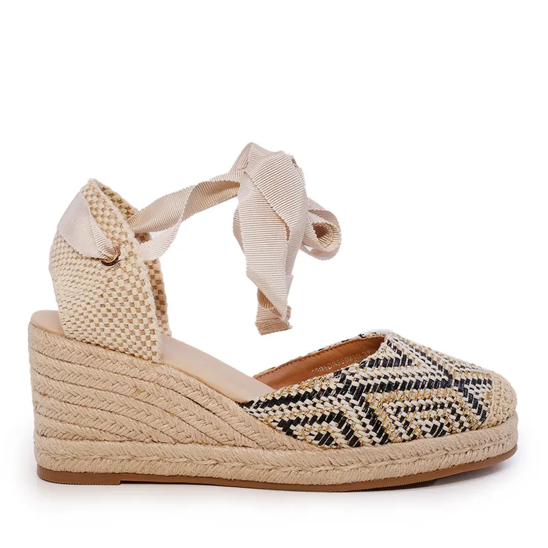 Espadrile femei bej cu platformă din material textil 1201DS26021N