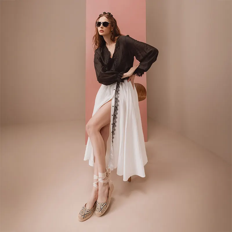 Espadrile femei bej cu platformă din material textil 1201DS26021N — imaginea 2