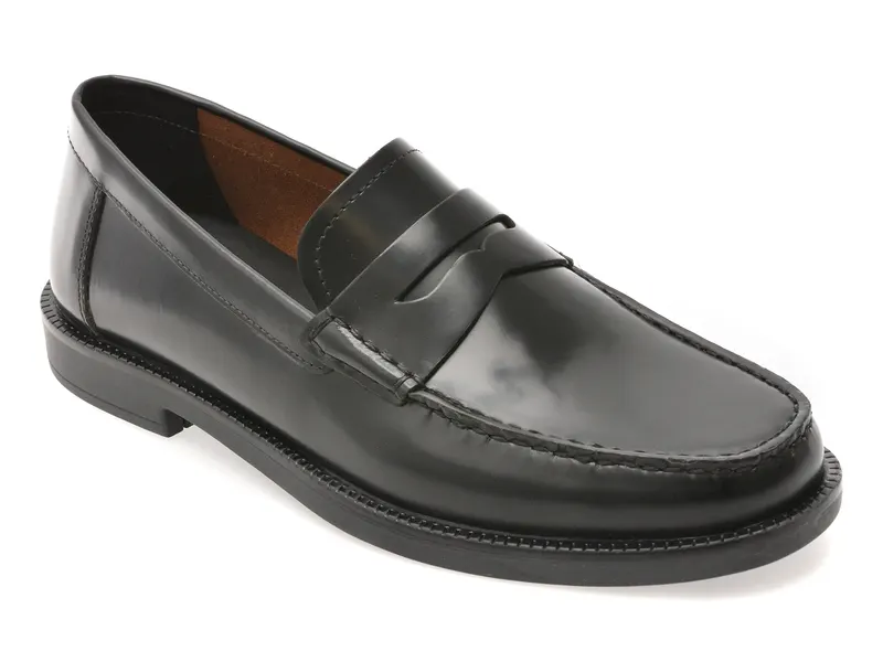 Mocasini GEOX negri, U55HVB, din piele naturala