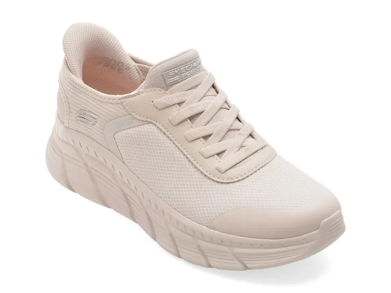Pantofi sport SKECHERS albi, BOBS B FLEX HI, din material textil