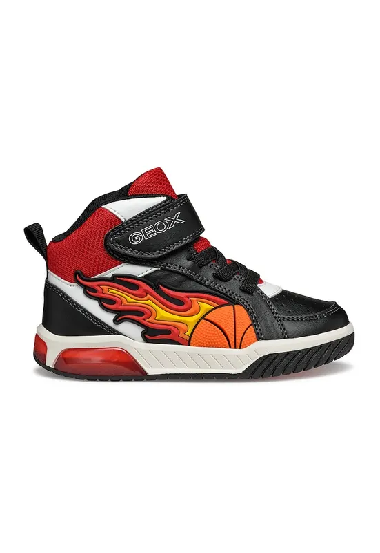 Pantofi sport mid-cut cu LED-uri - Rosu/Alb/Negru