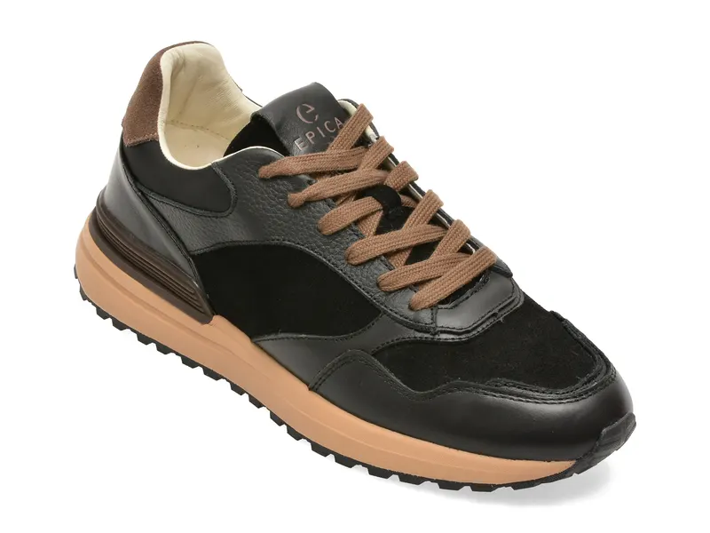 Pantofi sport EPICA negri, 25414, din piele naturala