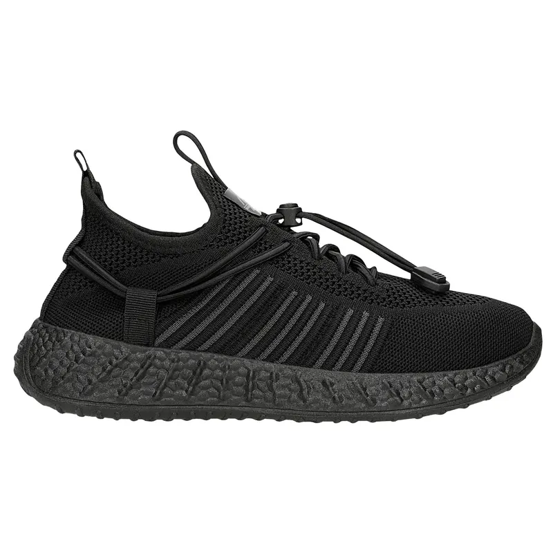 Sneakers negri RELAKS din plasă cu talpă neagră