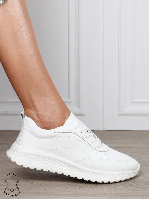 Pantofi casual din piele naturală pentru un stil autentic CRL1816 ALB
