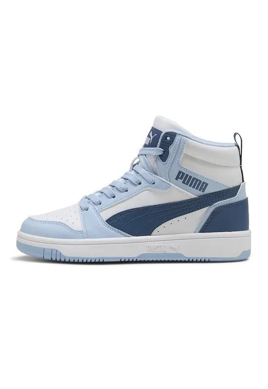 Pantofi sport Rebound V6 mid-cut din piele ecologica - Alb/Albastru deschis/Albastru petrol