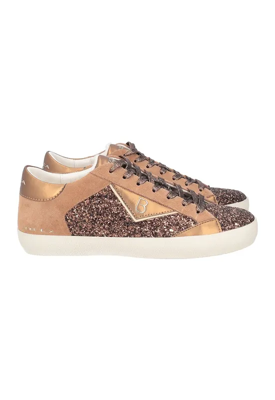 Pantofi sport cu segmente stralucitoare - Maro inchis/Caramel
