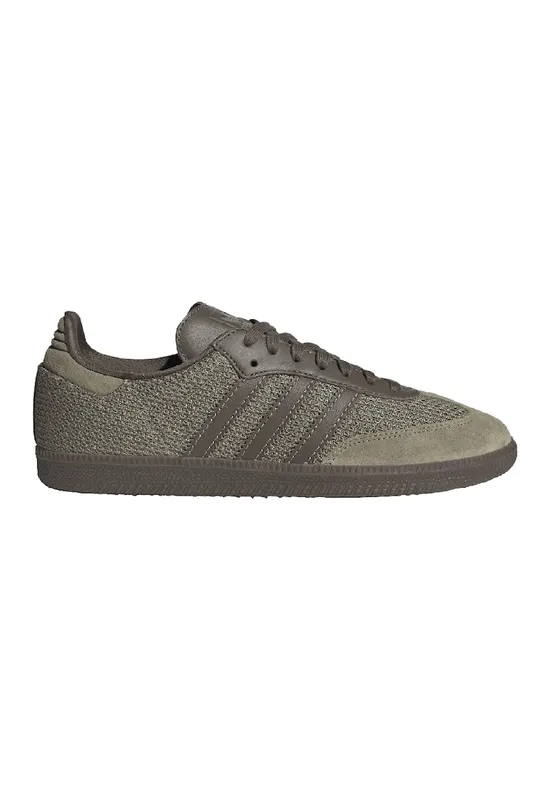 Pantofi sport cu aspect tricotat si garnituri din piele intoarsa Samba - Kaki
