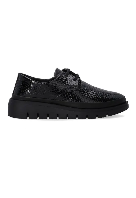 Pantofi din piele lacuita cu aspect de piele de sarpe -