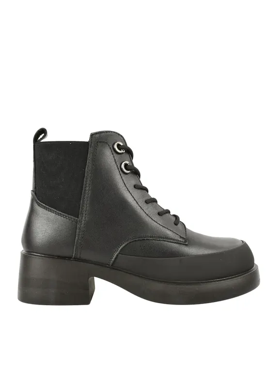 Ghete casual - dama - X470006A - negru - piele naturala - cu toc - Negru