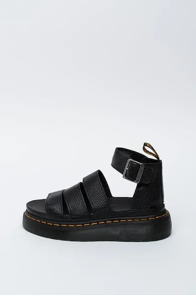 Sandale de piele cu bareta pe glezna Clarissa - Negru/Galben sofran - Negru/Galben sofran