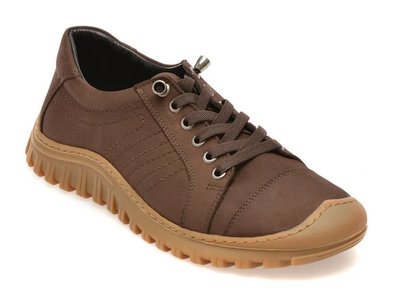 Pantofi maro, EV2967, din nabuc