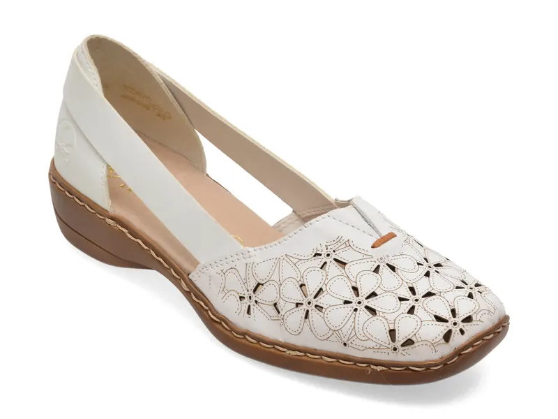 Pantofi RIEKER albi, 41356, din piele naturala