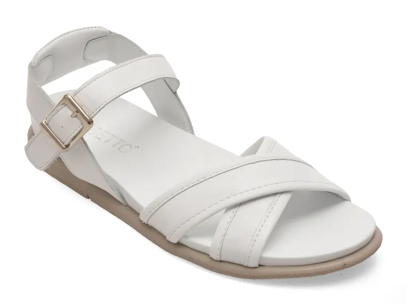 Sandale GOLD DEER albe, 21929, din piele naturala
