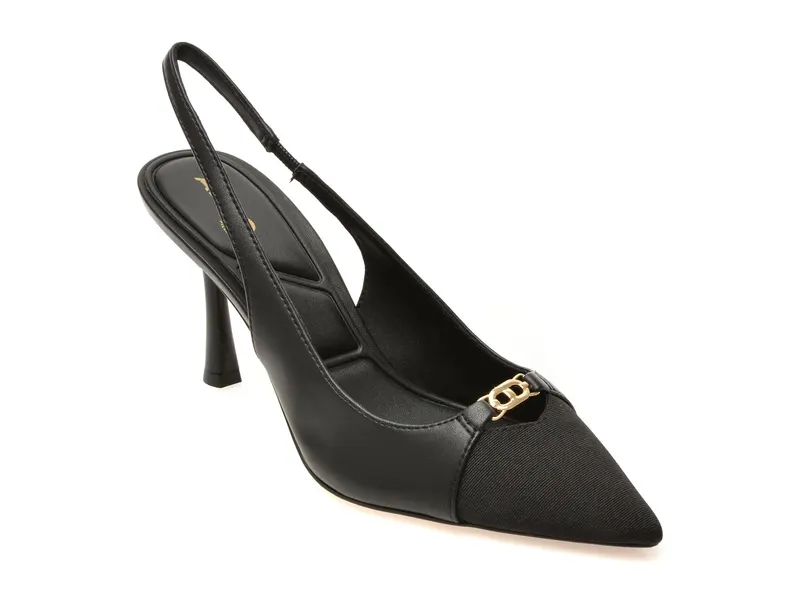 Pantofi eleganti negri, AUGUSTAS 007, din piele ecologica