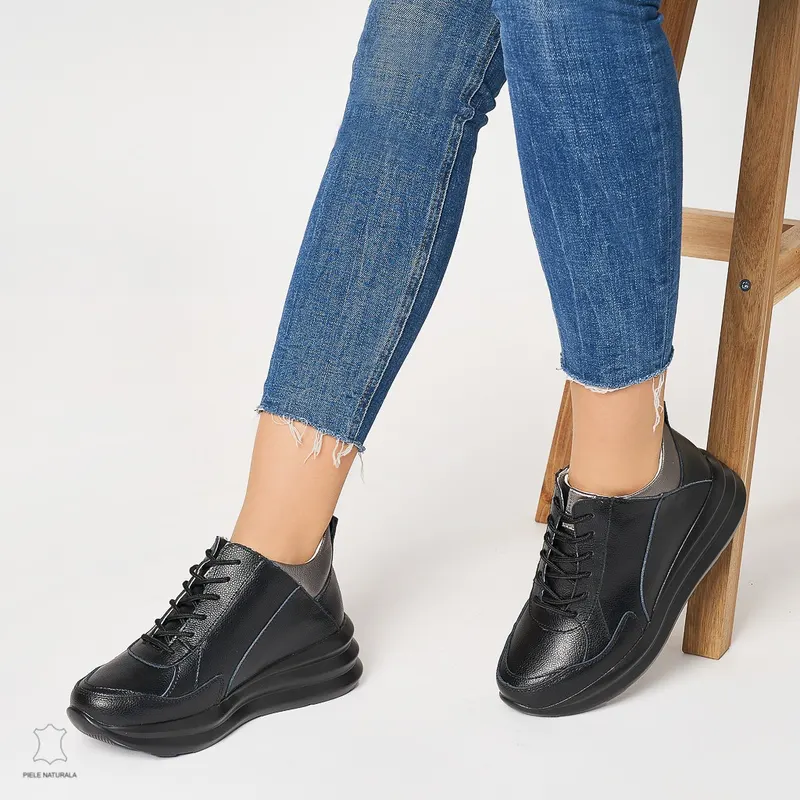 Ghete dama din Piele Naturala CRL0653 Negru