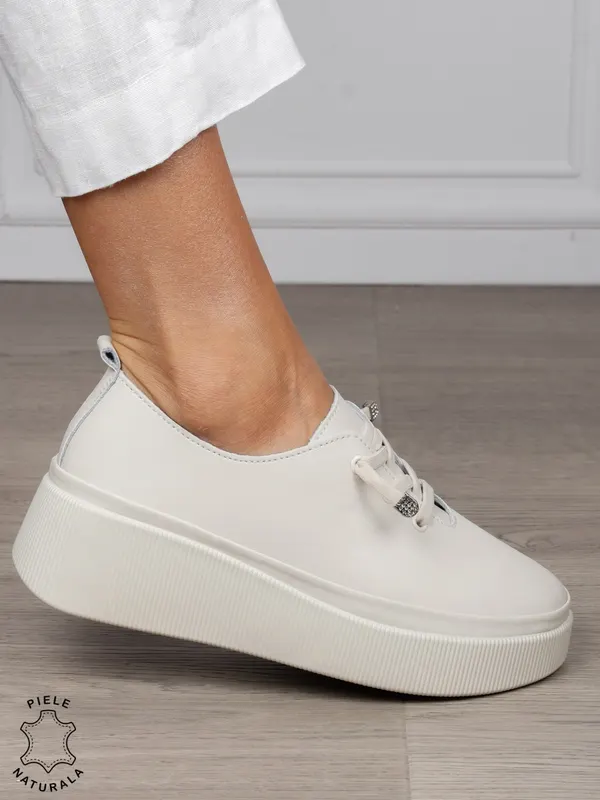 Pantofi Casual dama din Piele Naturala CRL1543 BEJ